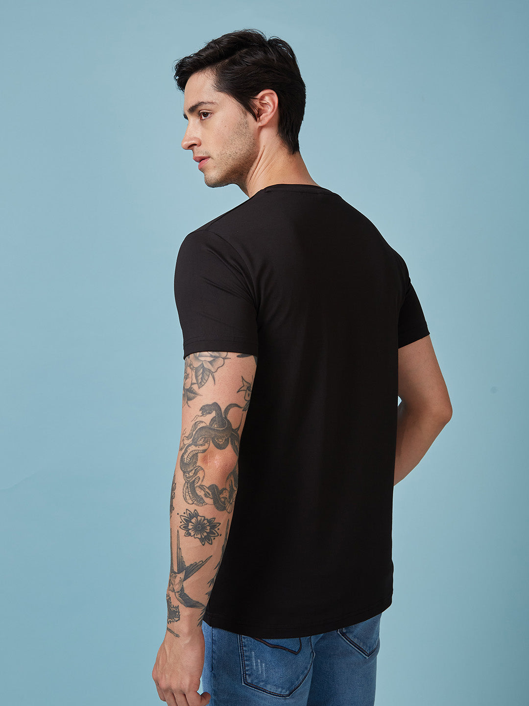Mens Chest Printed  Round Neck Tshirt