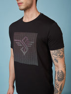 Mens Chest Printed  Round Neck Tshirt