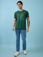 Mens Chest Printed  Round Neck Tshirt