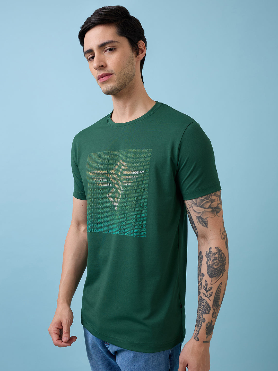 Mens Chest Printed  Round Neck Tshirt Secondary image