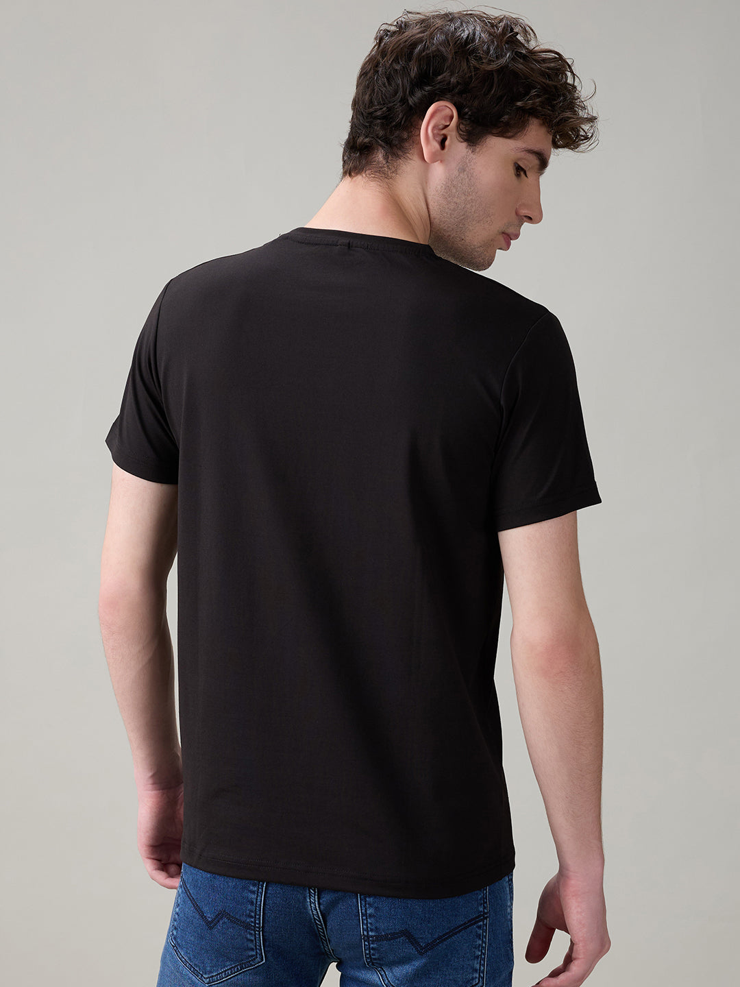 Status Quo Men's Chest Graphic Printed Round Neck Half Sleeve T-Shirt