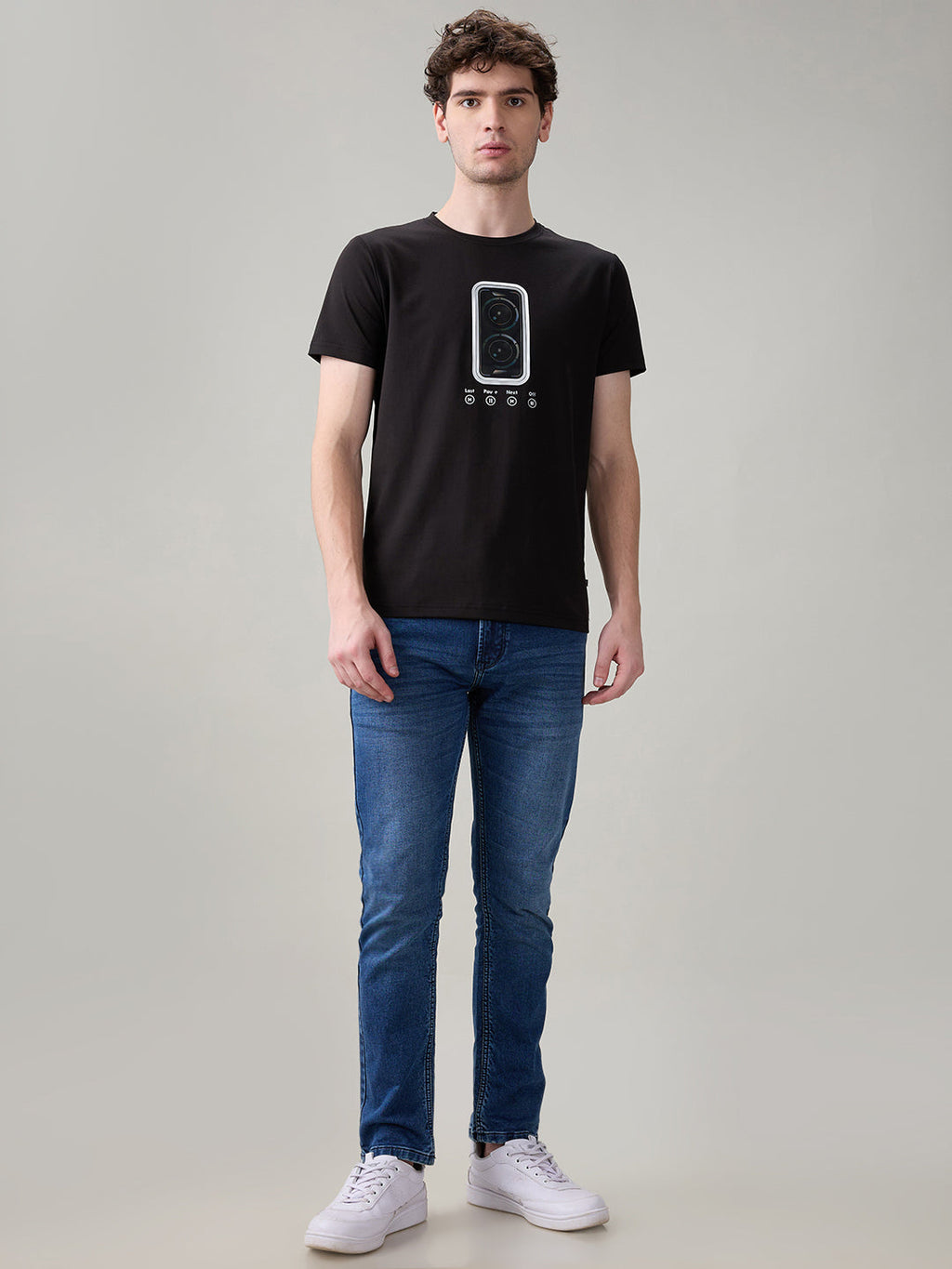 Status Quo Men's Chest Graphic Printed Round Neck Half Sleeve T-Shirt