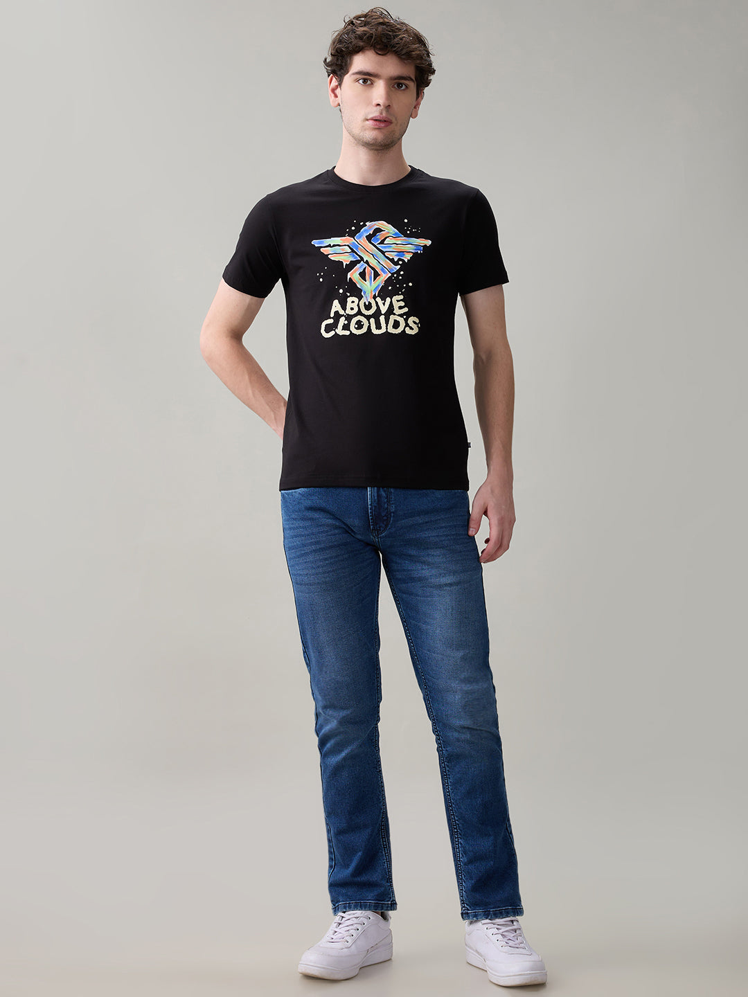 Men's Cotton Half Sleeves T-Shirt with Bold Graphic & Typography Print