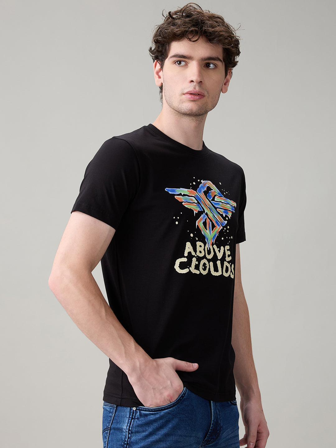 Men's Cotton Half Sleeves T-Shirt with Bold Graphic & Typography Print