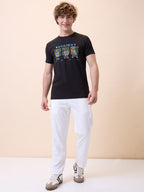 Men's Chest Typography Round Neck Half Sleeves Regular Fit T-Shirt