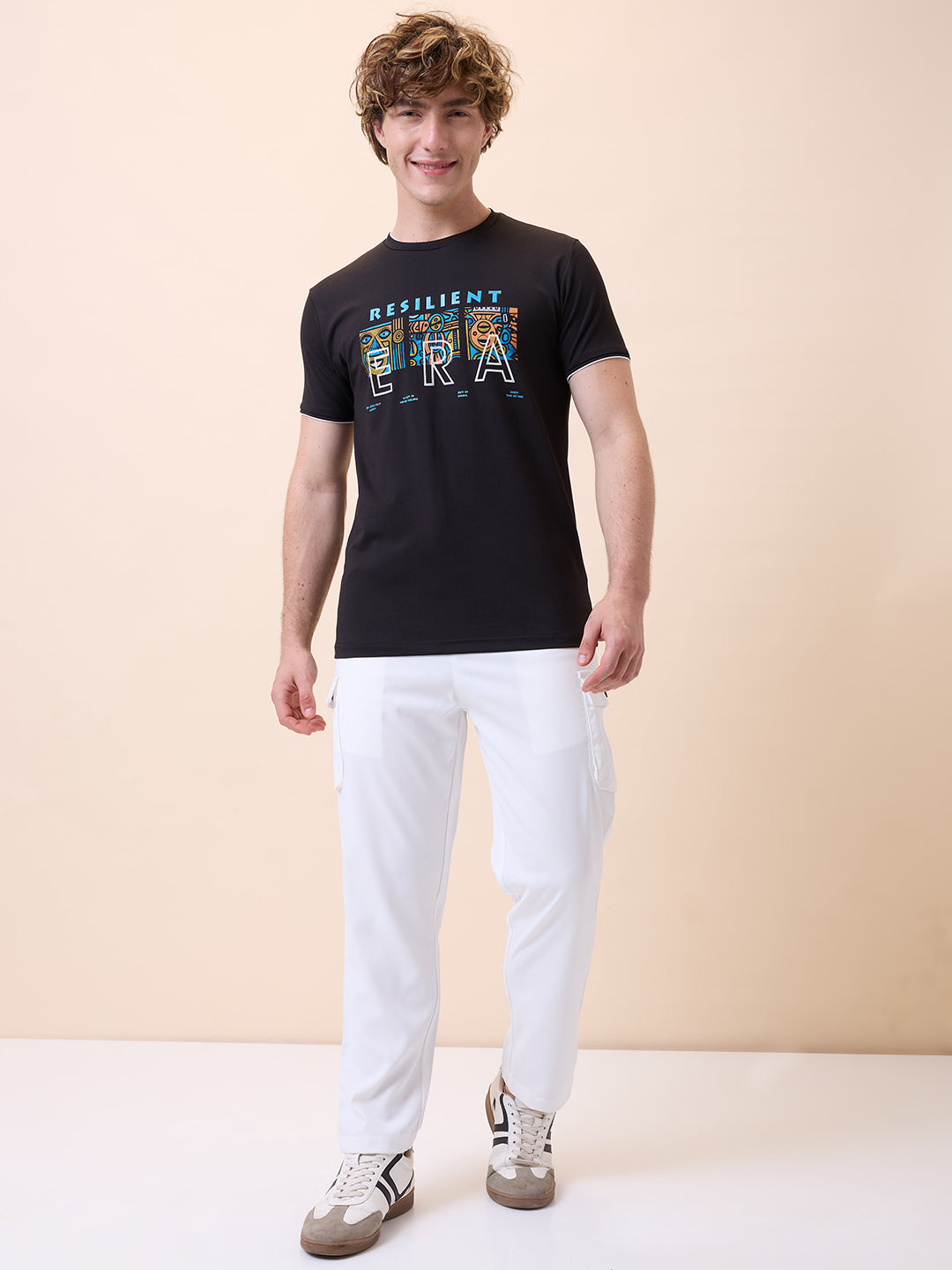 Men's Chest Typography Round Neck Half Sleeves Regular Fit T-Shirt