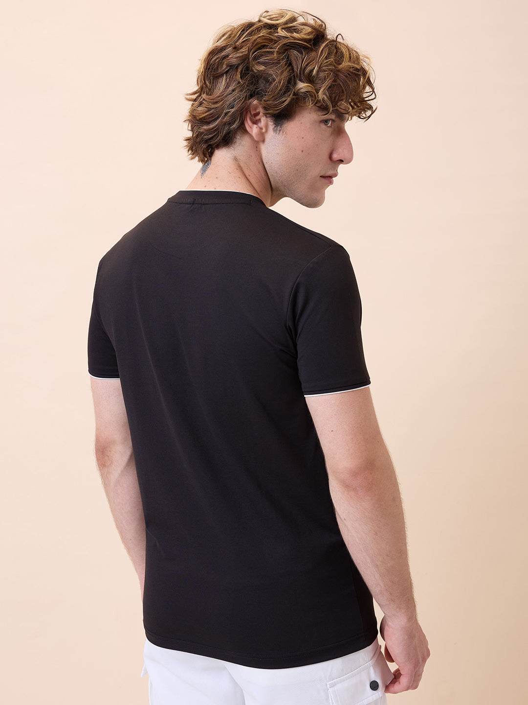 Men's Chest Typography Round Neck Half Sleeves Regular Fit T-Shirt