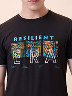 Men's Chest Typography Round Neck Half Sleeves Regular Fit T-Shirt