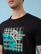 Mens Chest Graphic Printed  Round Neck Tshirt