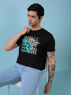 Mens Chest Graphic Printed  Round Neck Tshirt