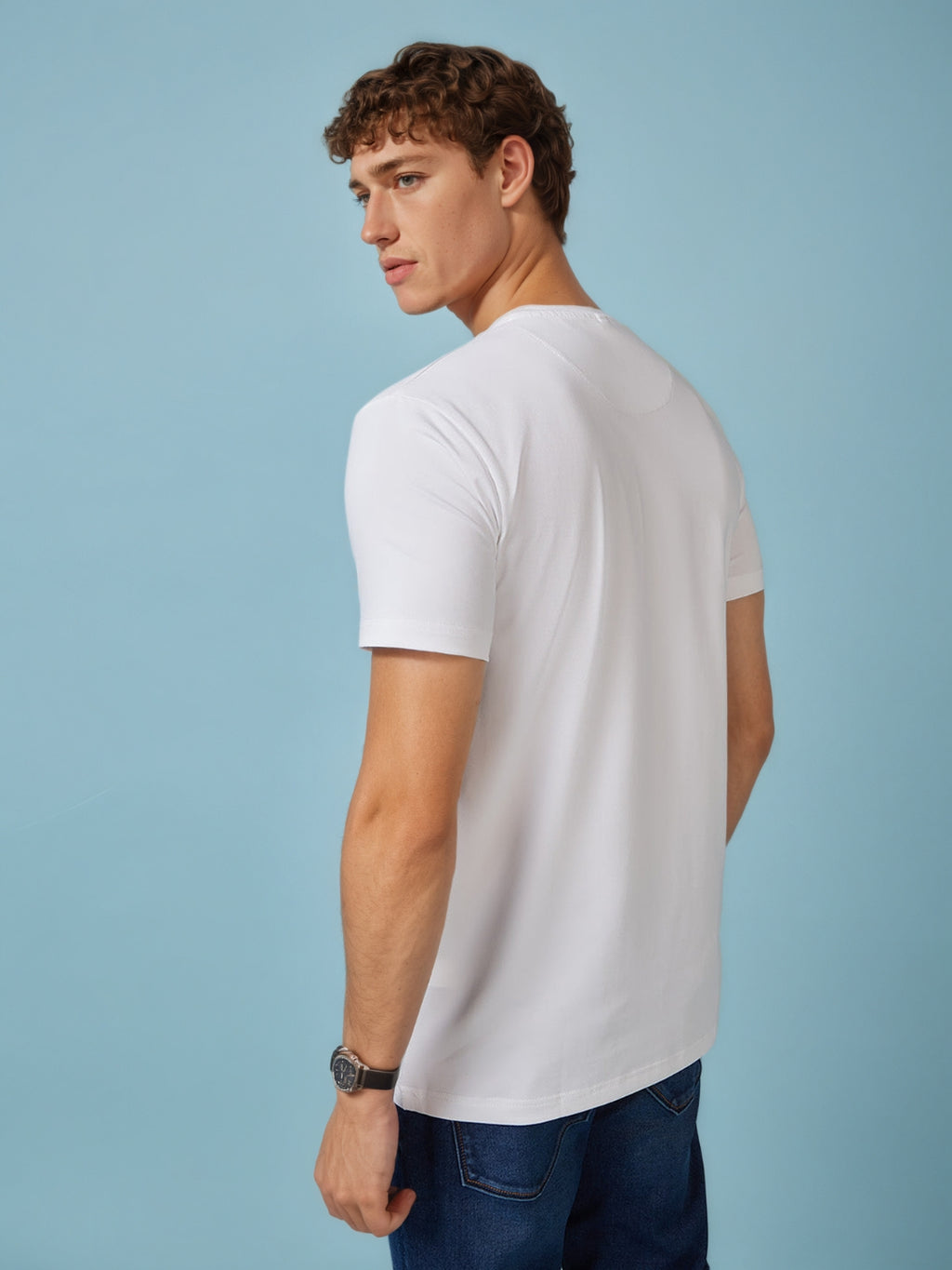 Men's Chest Printed  Round Neck Tshirt