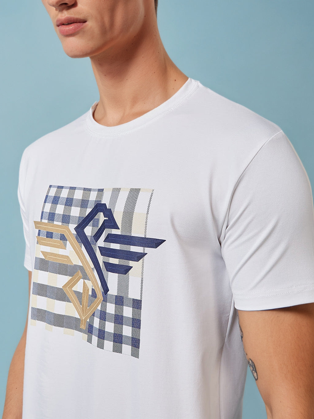 Men's Chest Printed  Round Neck Tshirt