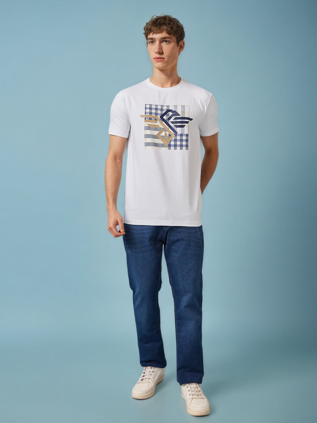 Men's Chest Printed  Round Neck Tshirt