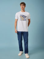 Men's Chest Printed  Round Neck Tshirt
