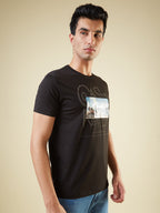 Men's Chest Graphic Printed Half Sleeves Regular Fit Tshirt