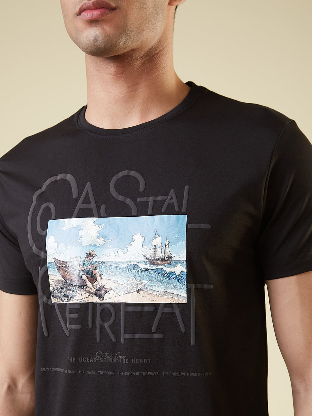 Men's Chest Graphic Printed Half Sleeves Regular Fit Tshirt