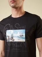 Men's Chest Graphic Printed Half Sleeves Regular Fit Tshirt