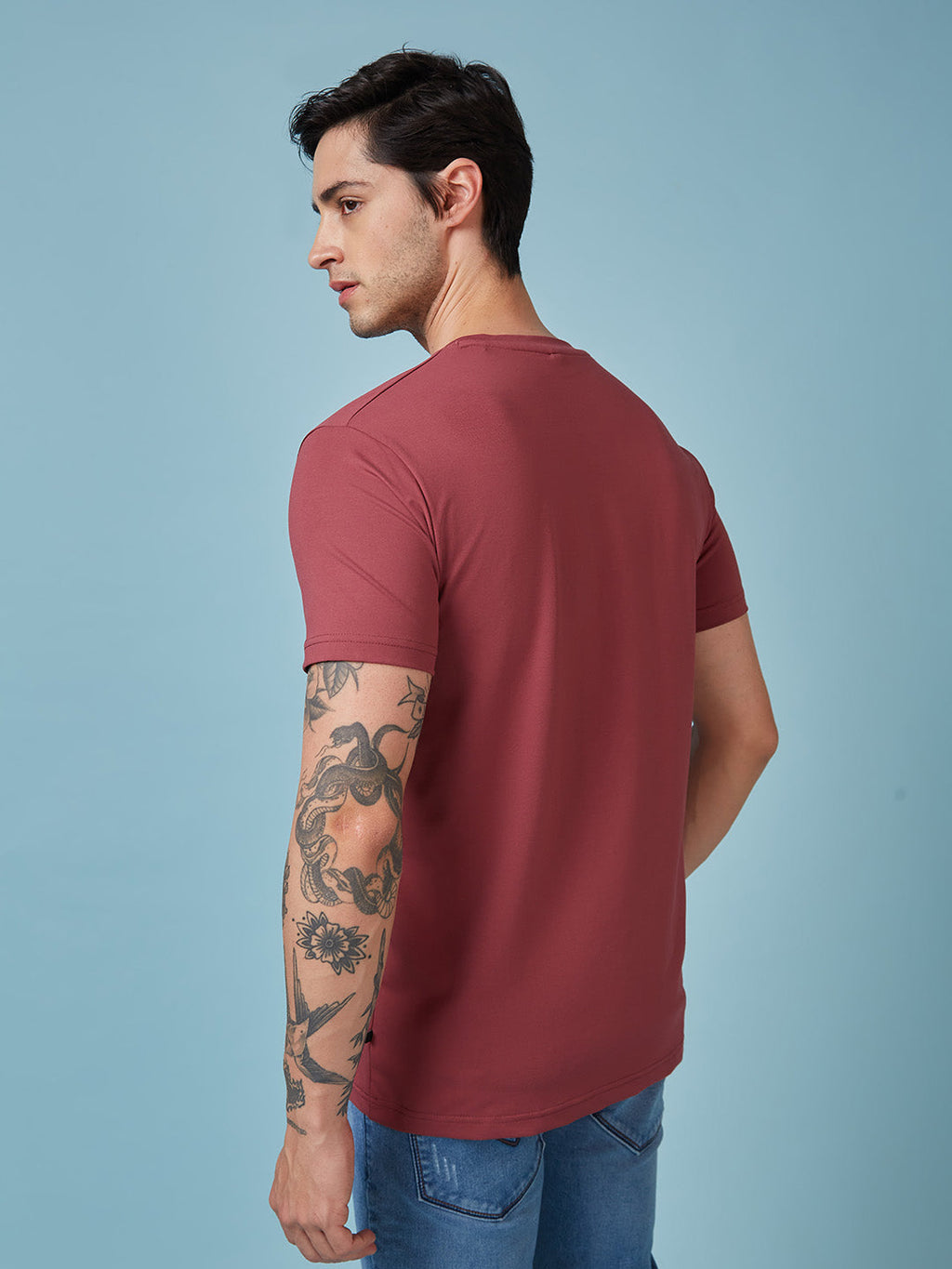 Mens Chest Printed  Round Neck Tshirt