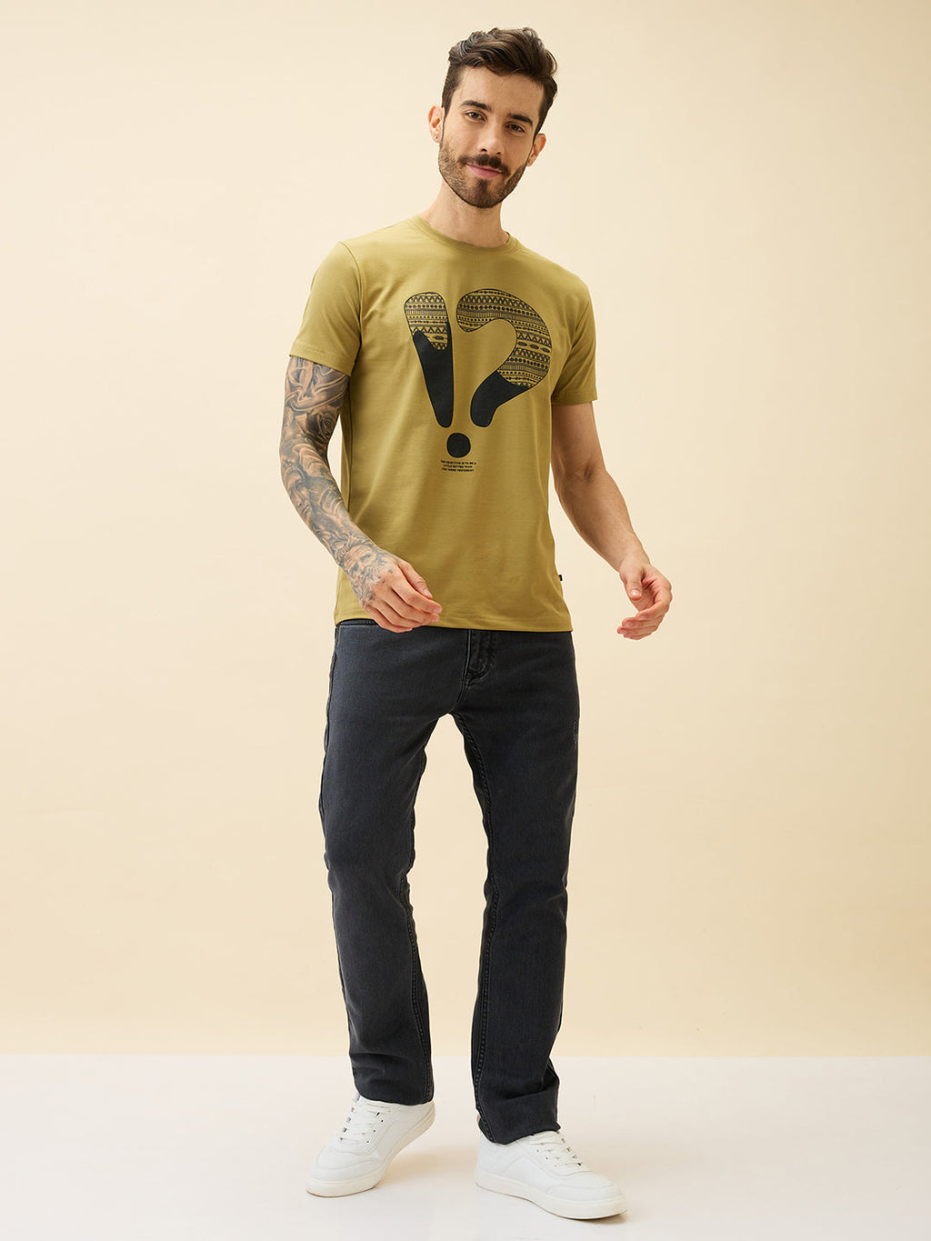 Men's Printed Round Neck Half Sleeves Regular Fit Tshirt