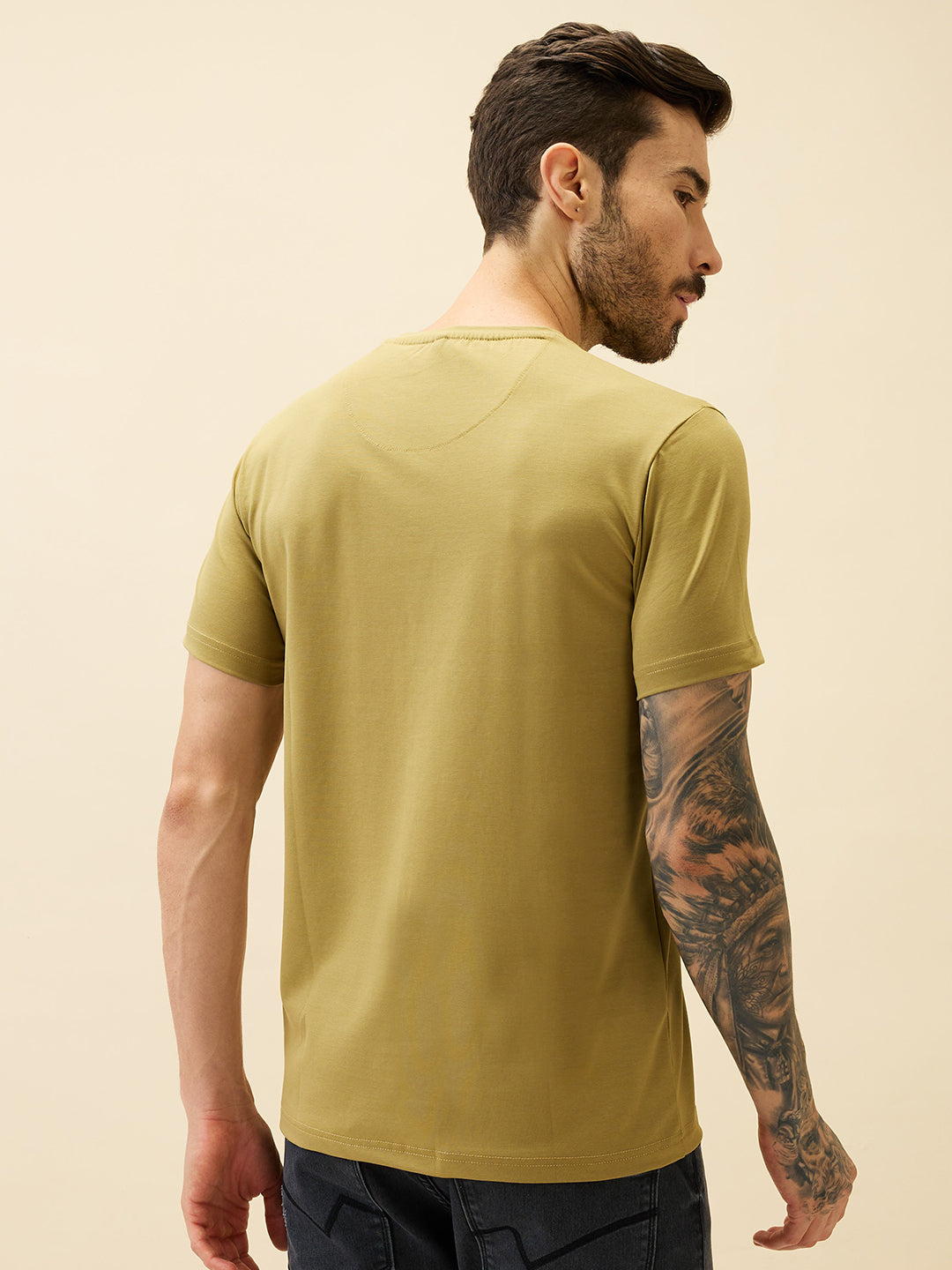 Men's Printed Round Neck Half Sleeves Regular Fit Tshirt