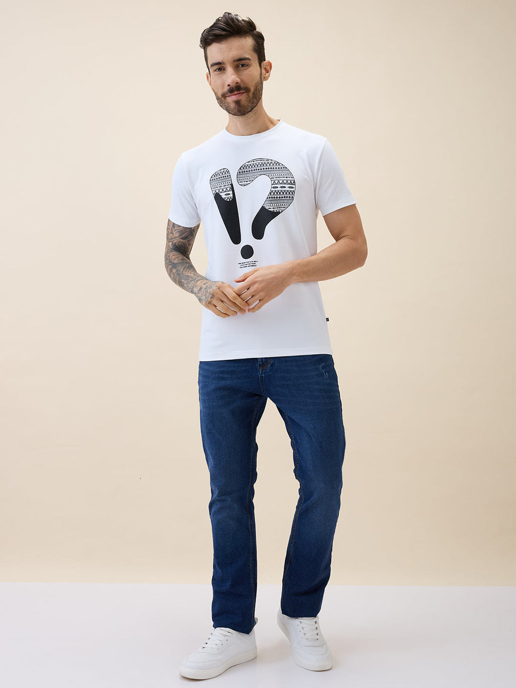 Men's Printed Round Neck Half Sleeves Regular Fit Tshirt