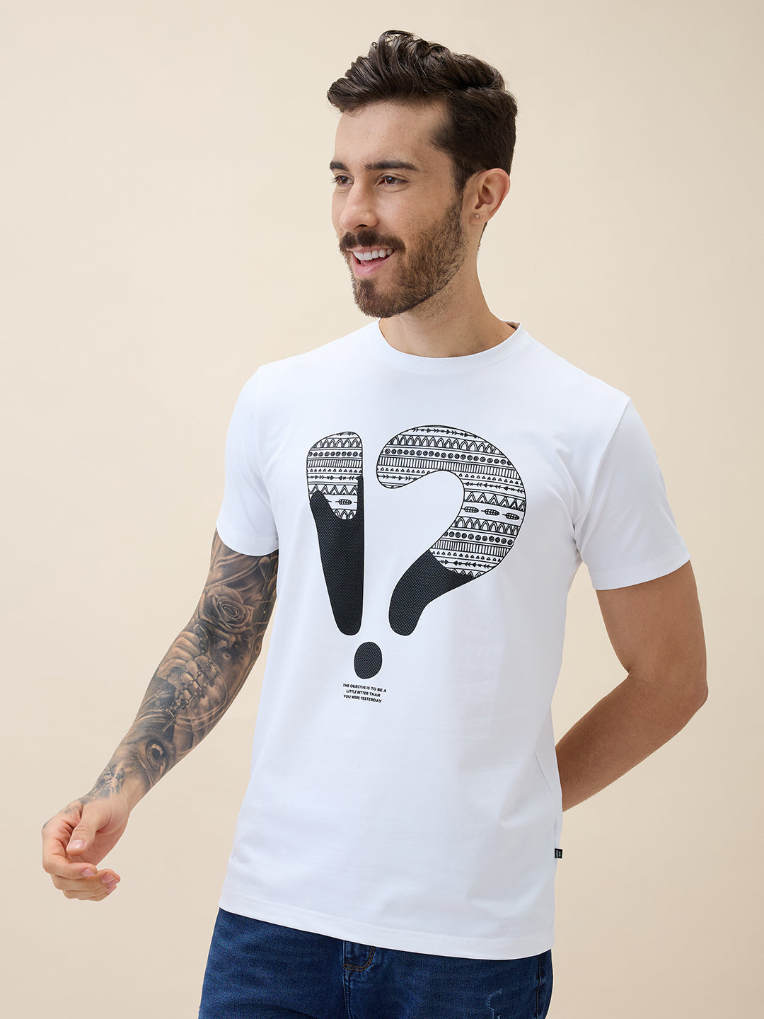 Men's Printed Round Neck Half Sleeves Regular Fit Tshirt