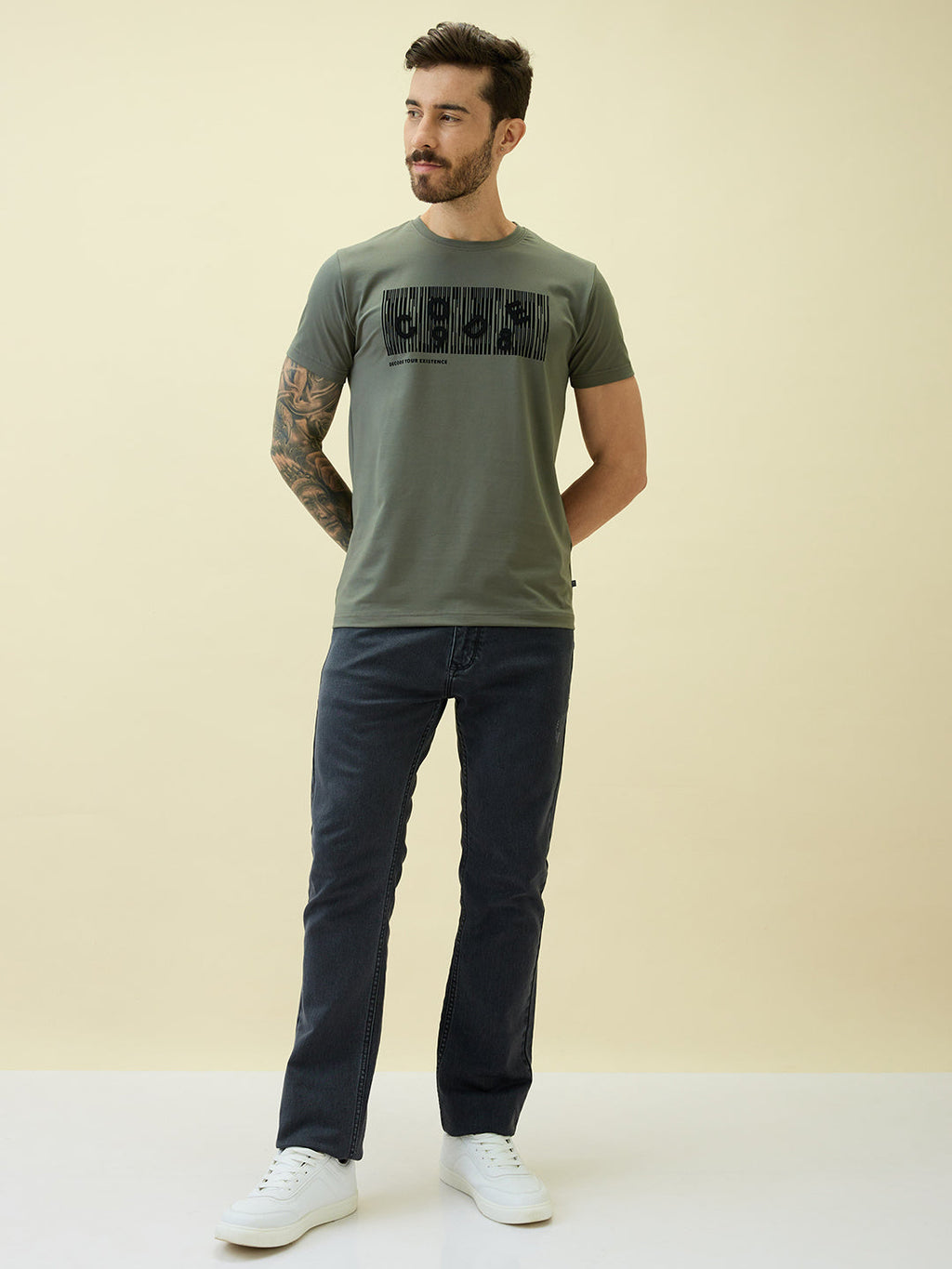 Men's Printed Round Neck Half Sleeves Regular Fit Tshirt