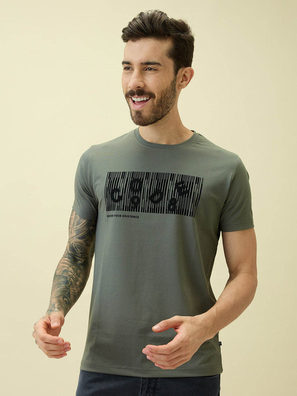 Men's Printed Round Neck Half Sleeves Regular Fit Tshirt