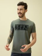 Men's Printed Round Neck Half Sleeves Regular Fit Tshirt