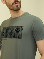 Men's Printed Round Neck Half Sleeves Regular Fit Tshirt