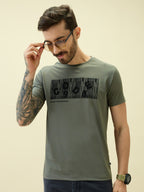 Men's Printed Round Neck Half Sleeves Regular Fit Tshirt