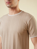 Mens All-Over Solid Half Sleeves Regular Fit T-shirt