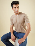 Mens All-Over Solid Half Sleeves Regular Fit T-shirt