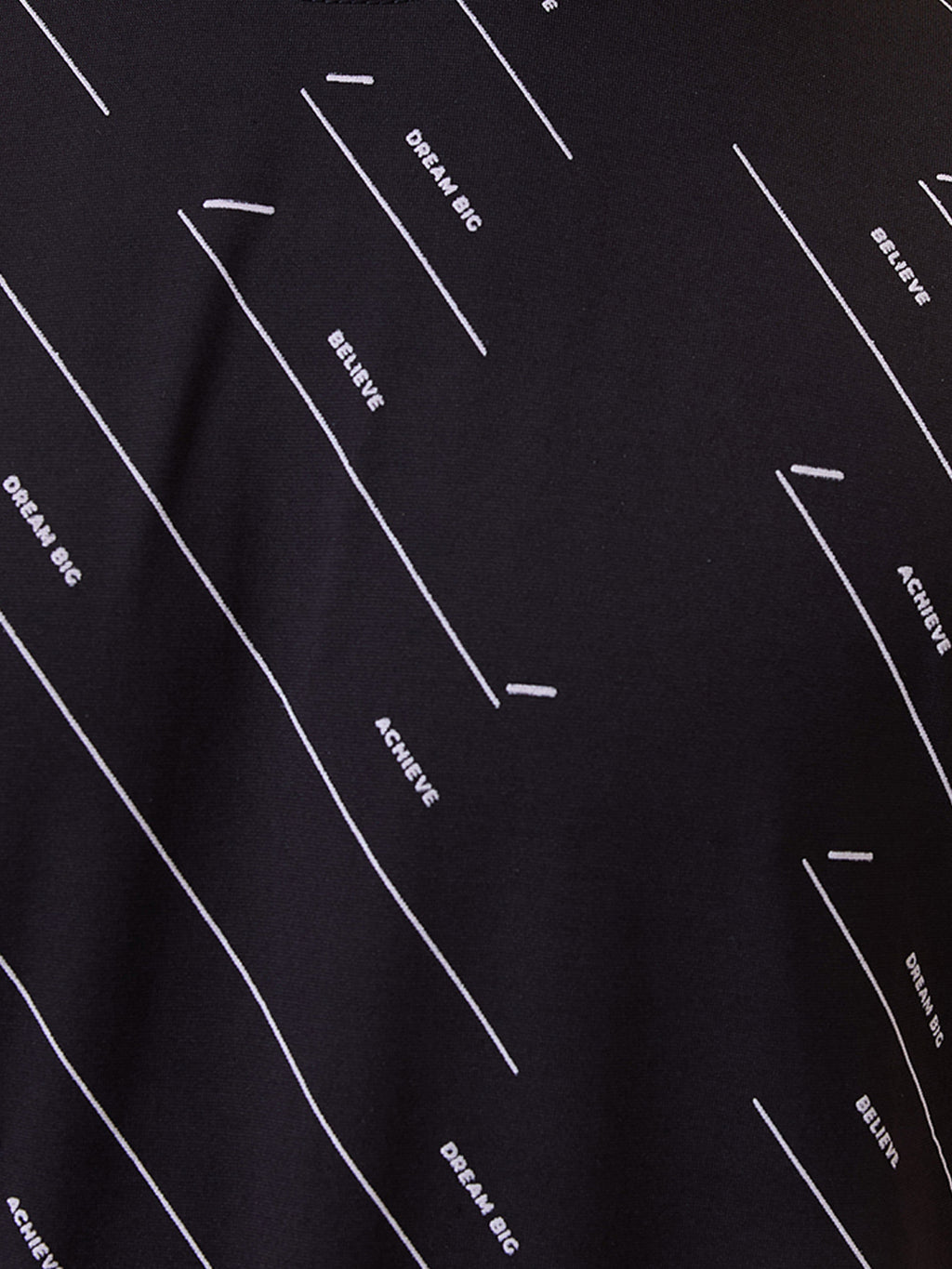 Mens All-Over Typography Round Neck Half Sleeves Regular Fit T-Shirt