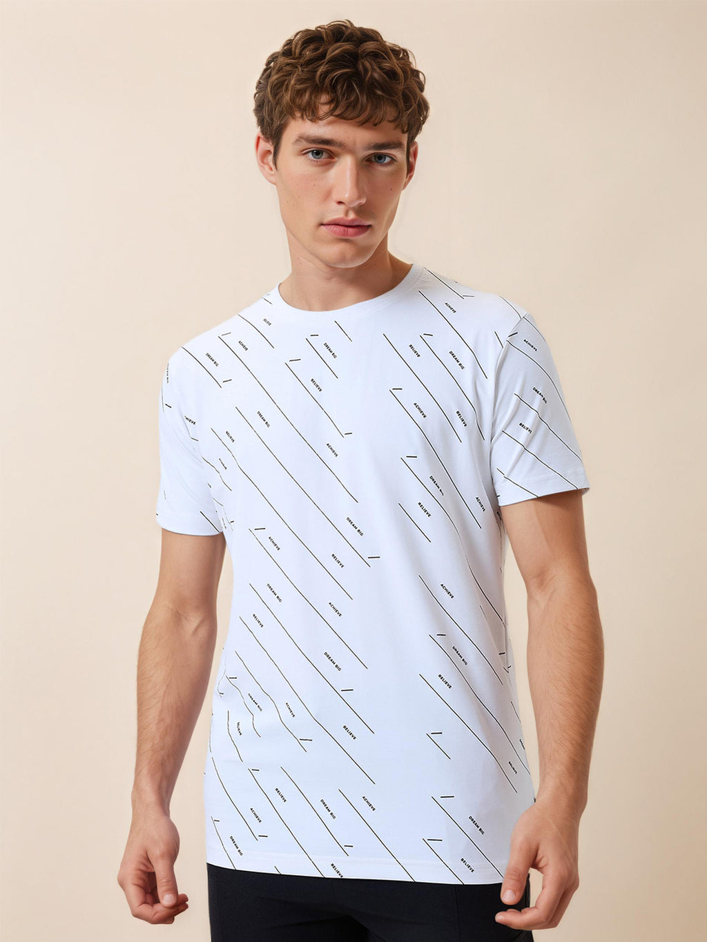 Status Quo Men's Printed Round Neck Half Sleeves Regular Fit T-shirt
