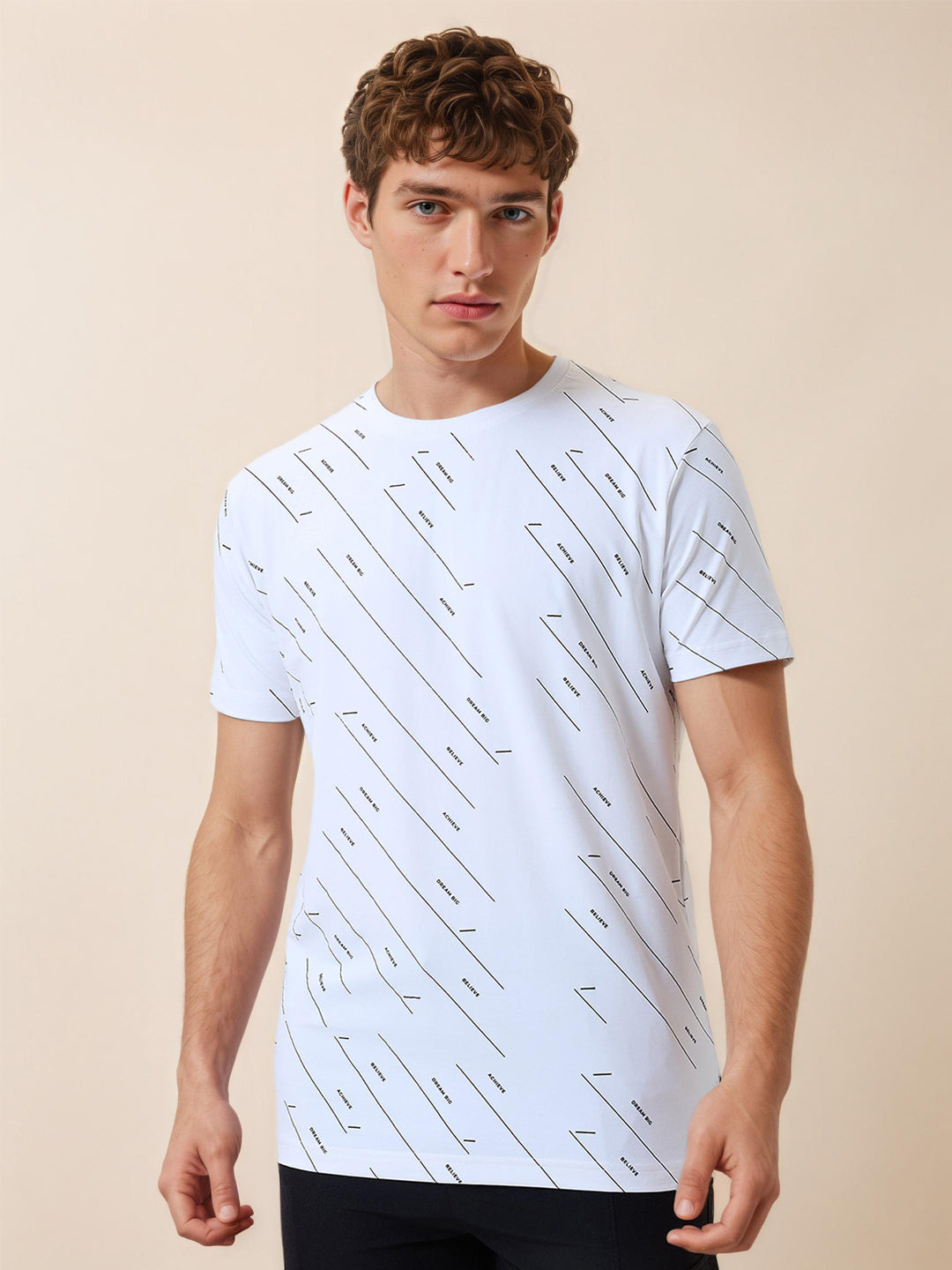 Status Quo Men's Printed Round Neck Half Sleeves Regular Fit T-shirt
