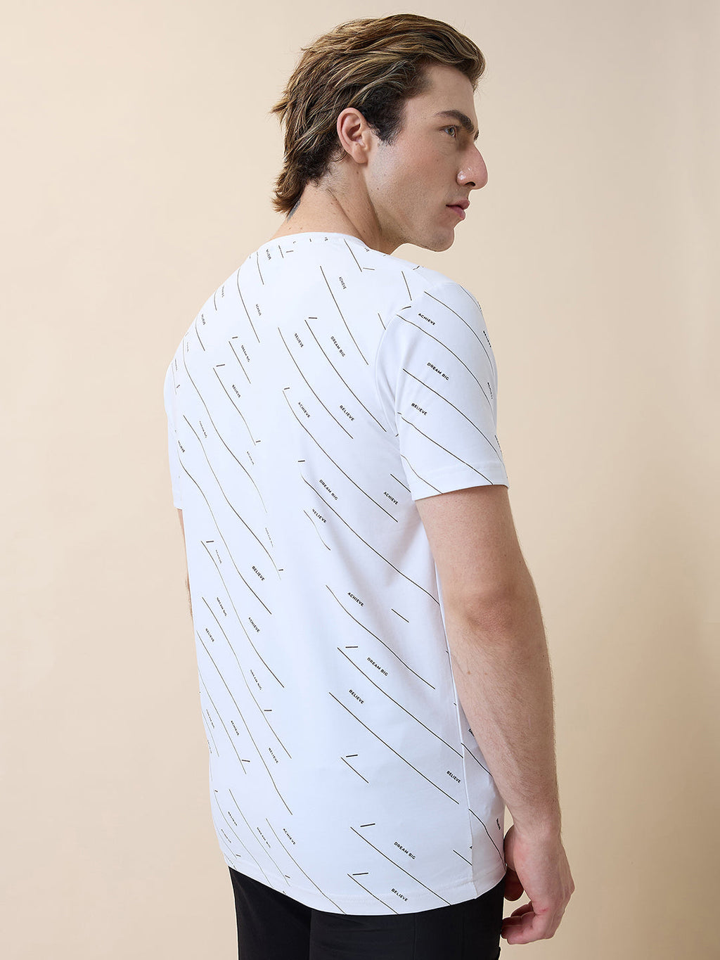Status Quo Men's Printed Round Neck Half Sleeves Regular Fit T-shirt