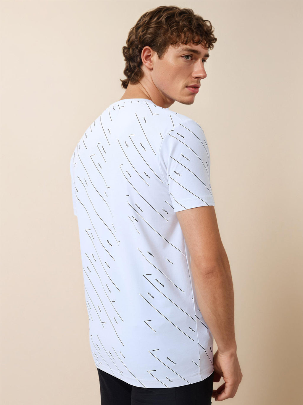 Status Quo Men's Printed Round Neck Half Sleeves Regular Fit T-shirt