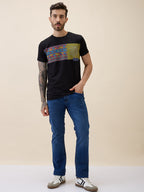 Mens Printed Round Neck Half Sleeves Regular Fit Tshirt
