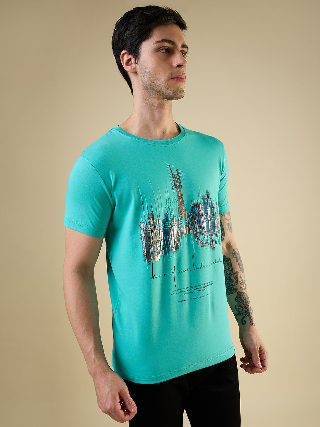 Mens Full-Front Graphic Printed Half Sleeves Regular Fit T-shirt Secondary image