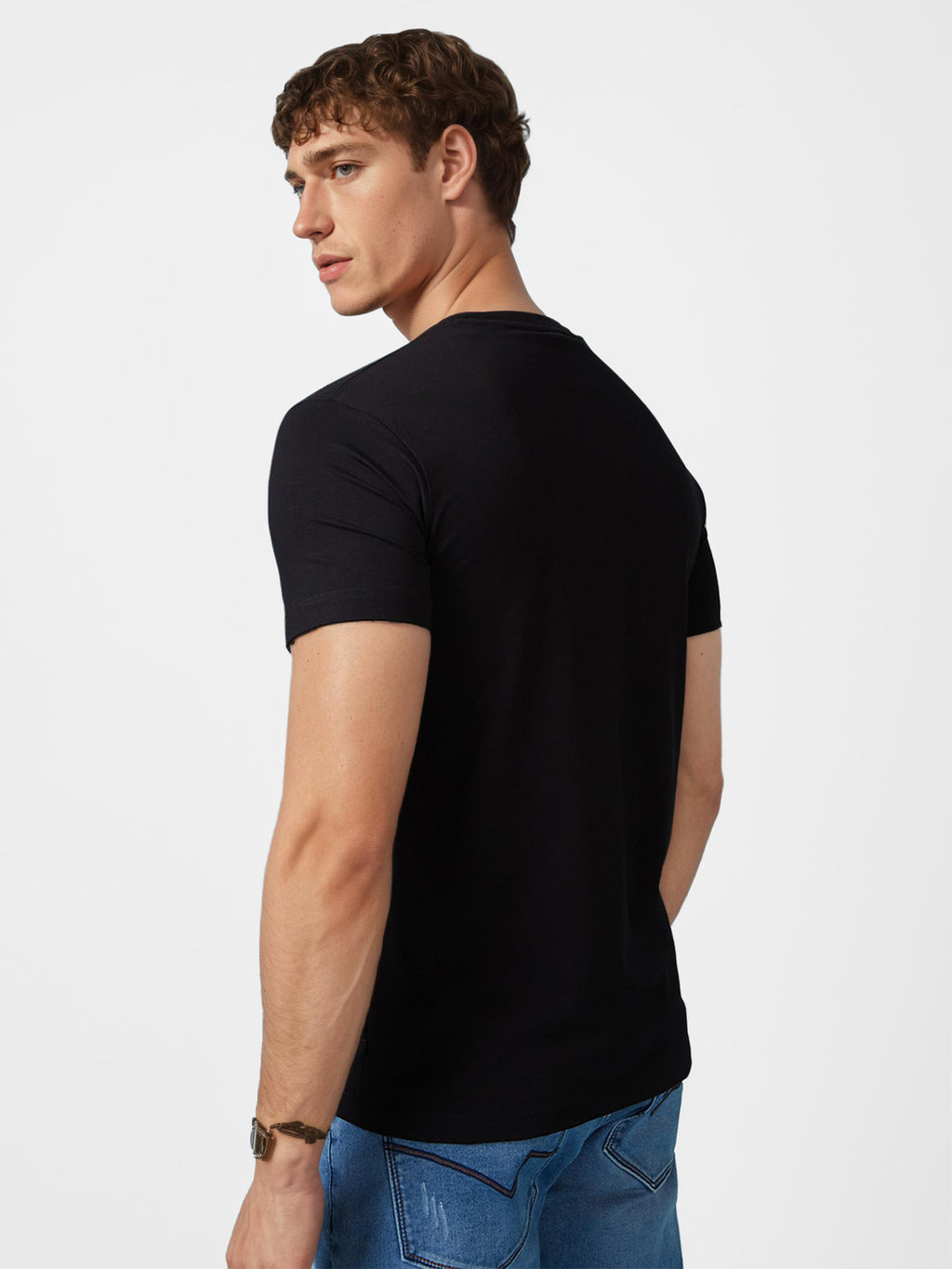 Mens Chest Printed  Round Neck Tshirt