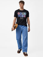 Mens Chest Printed  Round Neck Tshirt