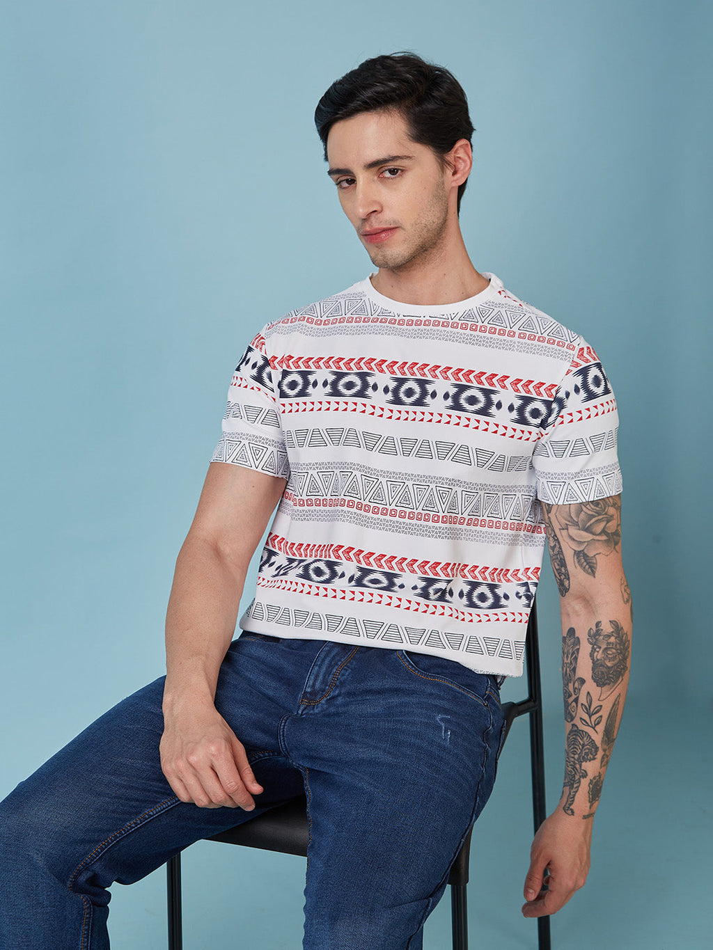 Mens All Over Printed  Round Neck Tshirt