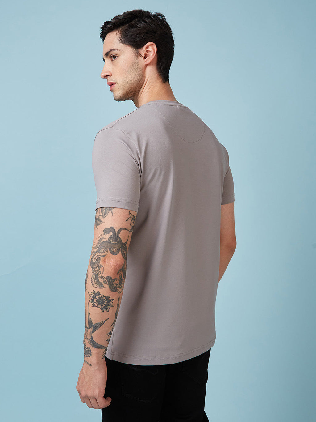 Mens Chest Printed  Round Neck Tshirt
