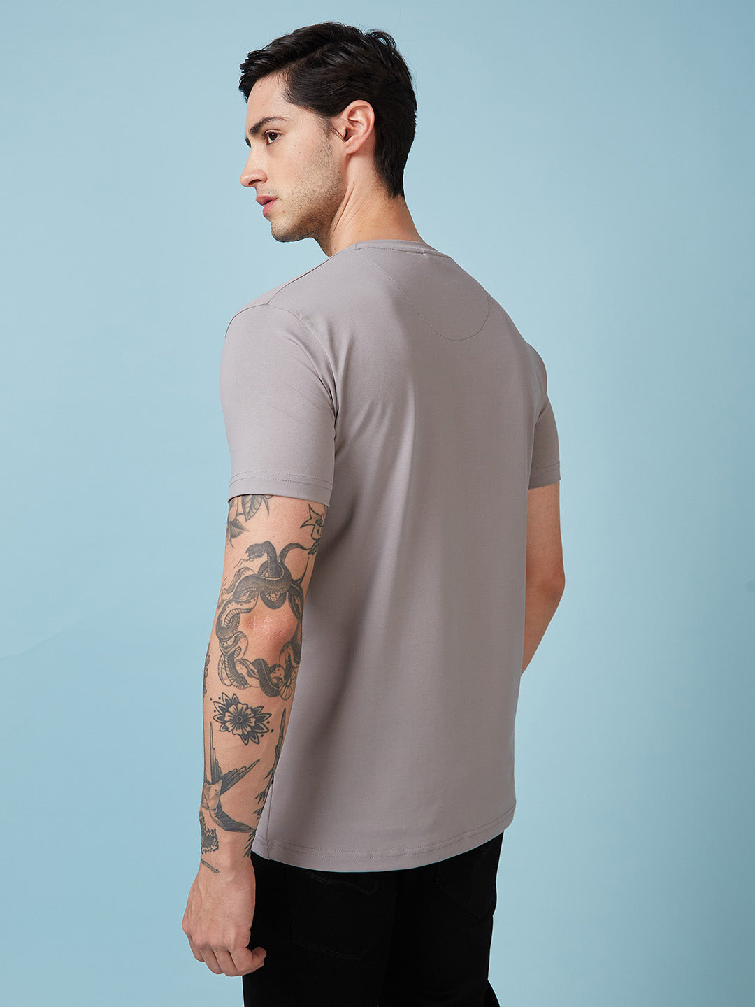 Mens Chest Printed  Round Neck Tshirt