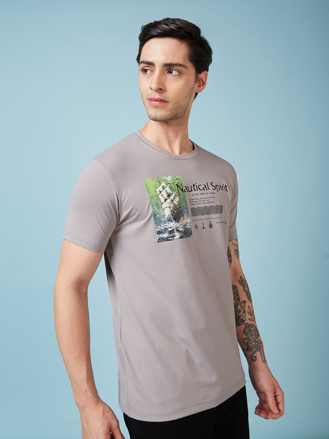 Mens Chest Printed  Round Neck Tshirt Secondary image