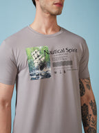 Mens Chest Printed  Round Neck Tshirt