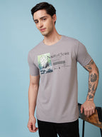 Mens Chest Printed  Round Neck Tshirt