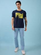 Mens Chest Graphic Printed  Round Neck Tshirt