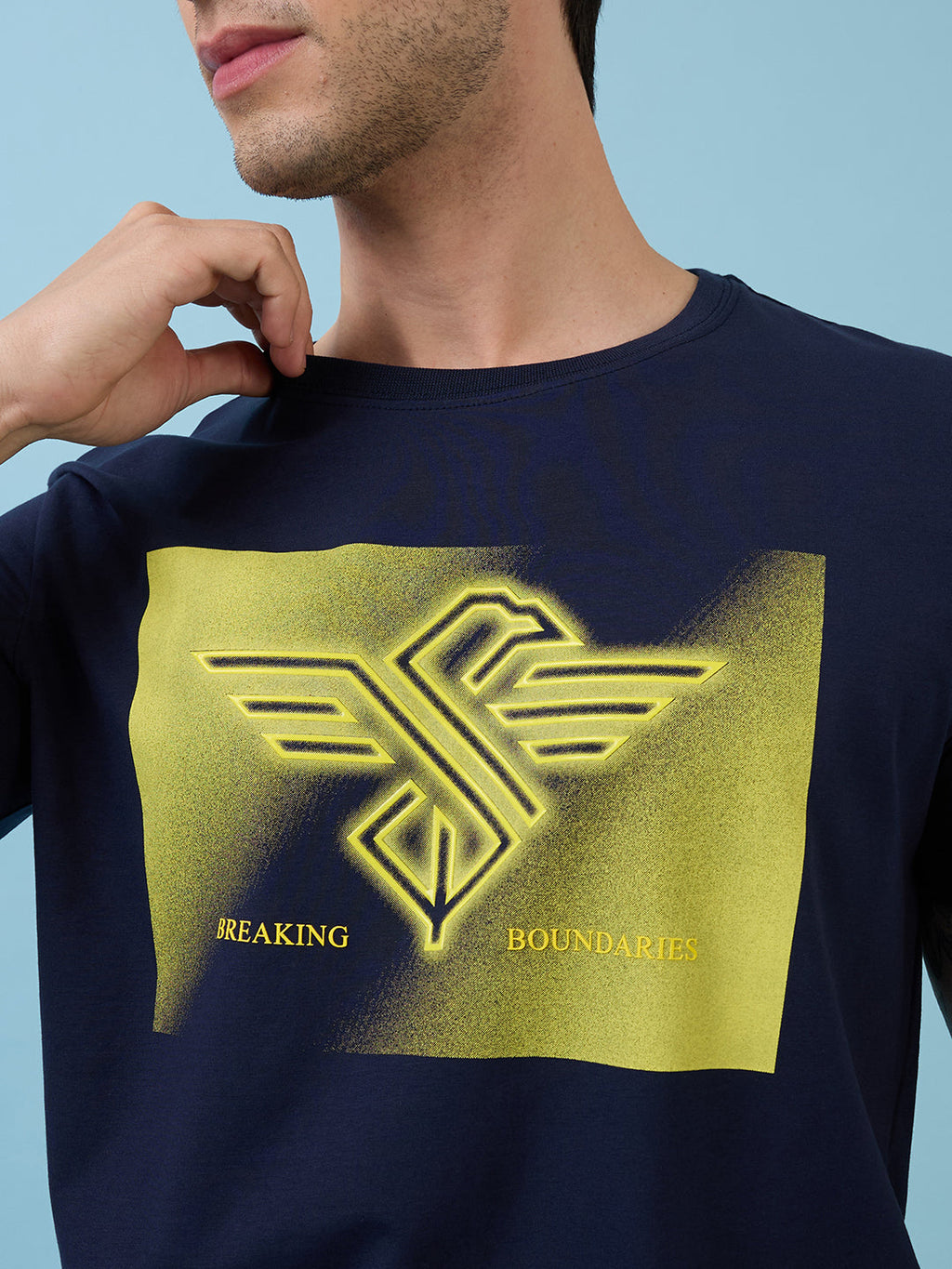 Mens Chest Graphic Printed  Round Neck Tshirt